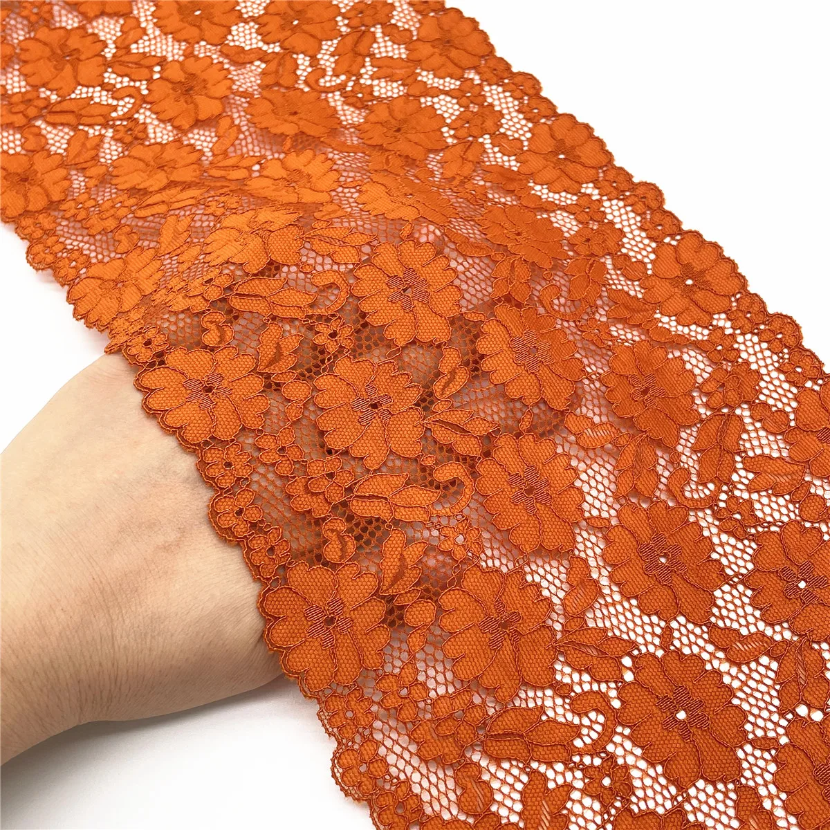 3y/Lot Width 17cm Orange Elastic Stretch Lace Trim DIY Craft Sewing Supplies Skirt Hem Decoration Accessory Dolls Bjd Underware