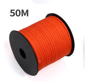 50 m, 1 Rolle, 4 mm, 7 Ständerkerne, Paracord für Überleben, Fallschirmschnur, Lanyard, Camping, Klettern, Campingseil, Wandern, Wäscheleine