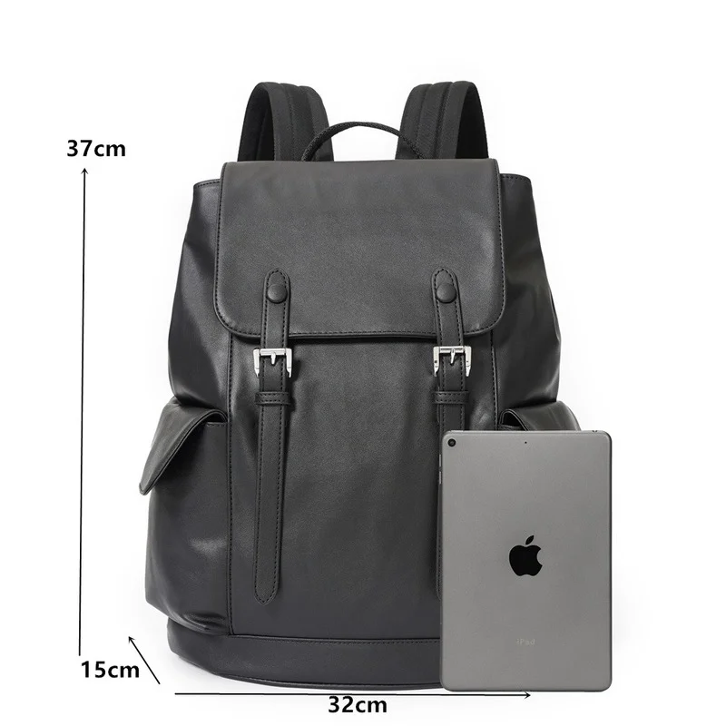 Antitheft Men\'s Backpack PU Leather Travel Laptop Bags Fashion Backpacks Men Large Capacity School Bookbag Male Shoulder Bag