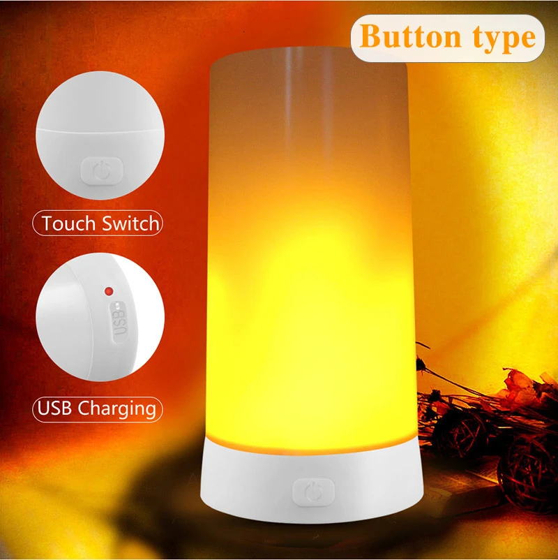 LED Flame Bulb LED Dynamic Flame Effect Lamp With Remote Control USB Rechargeable Fire Light Christmas home decor night light