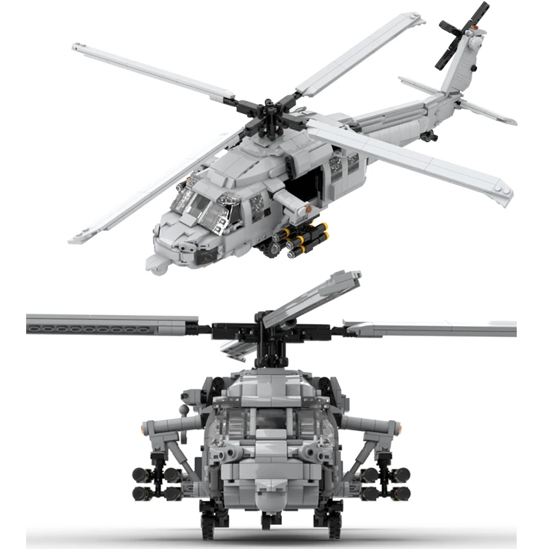 MOC Military Helicopters Airplane MH-60S Building Blocks Modern Soldier Figure Weapons US Bricks Accessories Special Forces Toys