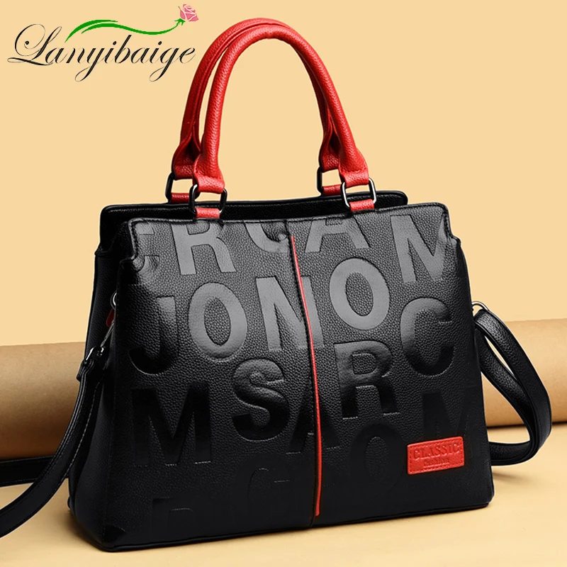 2 Layers Luxury Handbags Ladies Bags Designer Letters Women\'s PU Leather Hand Shopping Bags Female Shoulder Crossbody Sac A Main