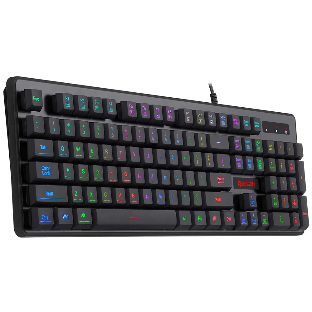 Redragon K509-RGB Juegos de PC teclado 104 clave tranquilo bajo perfil teclado RGB retroiluminado Dyaus teclado con sensación mecánica para