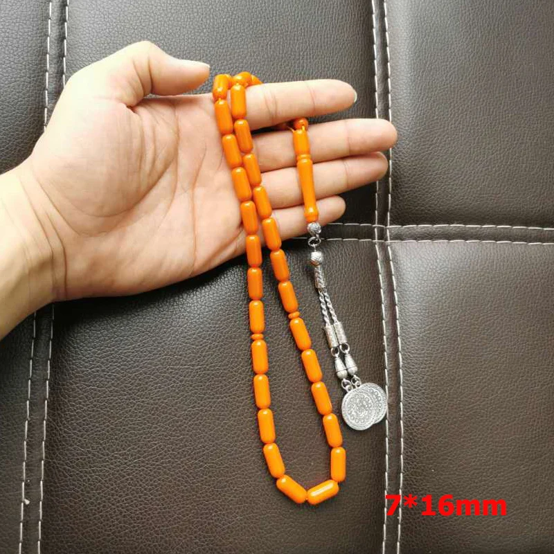 Orange Resin Tasbih 33 misbaha beads islamic gift Muslim rosary turkey fashion bracelet Jewelry Accessories on hand