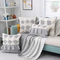 Morocco Bohemian Tufted  Sofa Bed Pillow Case Nordic Style Waist Cushion Cover Farmhouse Home Deco HT-BTNSC-GCD