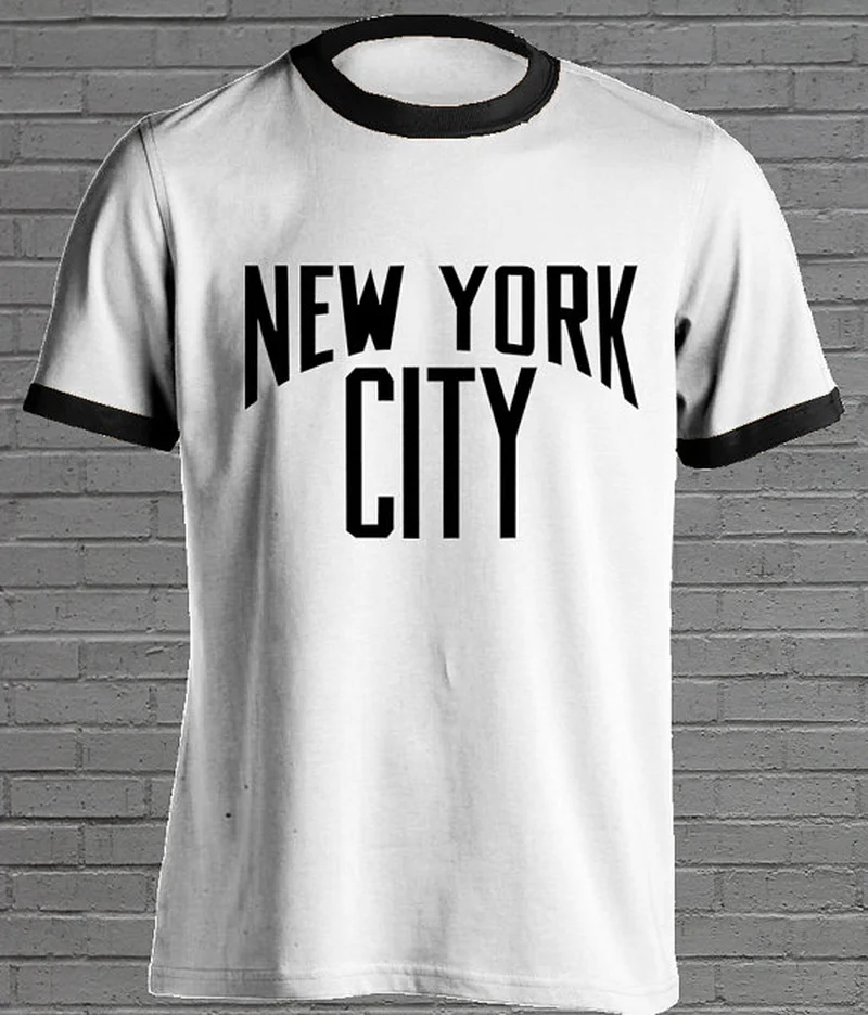 New York City Retro T Shirt Vintage Tshirt Old School T-Shirt Moletom Do Tumblr Casual Tops Tees Unisex Ringer Fashion T Shirt