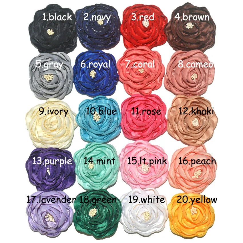 Hot Sale 40pcs/lot 6CM Chiffon Flower Fabric Rose Hair Flowers For Headband Fabric Flowers For Craft Hair Accessories LSFB072