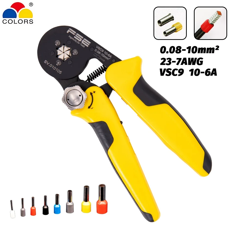 Crimping pliers tools VSC9 10-6A 0.08-16mm2 23-7AWG for tube type needle type terminal manual adjustable tools