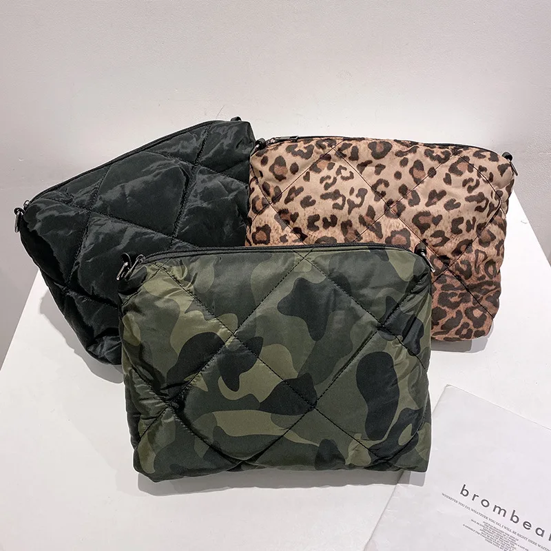 Camouflage Women Crossbody Bag Designer Pad Shoulder Bag Soft Cotton Padded Handbags Ladies Quilted Flap Bags for Women 2022 Ins