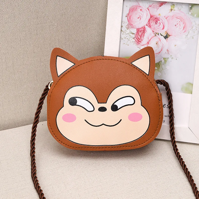 Cute Cartoon Monkey Girl Small Children\'s Shoulder Bag Fashion PU Leather Princess Mini Messenger Bag Coin Purse Wallet Handbags