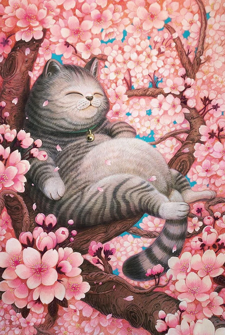 

Cherry blossoms and cats The wooden puzzle 1000 pieces ersion wood jigsaw puzzle white card adult children's educational toys