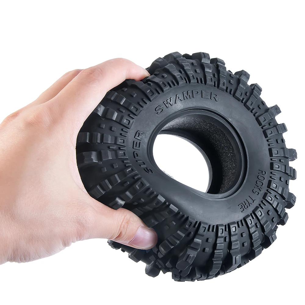 YEAHRUN 1.9/2.2 inch Beadlock Wheel Rim Rubber Tires 107/137mm OD for Axial SCX10 Wraith TRX-4 1/10 RC Crawler Car Parts
