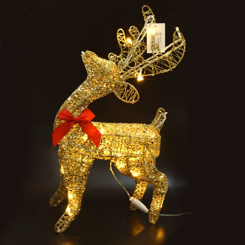 

40CM Christmas Ornaments Golden Deer Cart Elk Ornaments Christmas Tree Scene Room House Window New Year Decoration Supplies