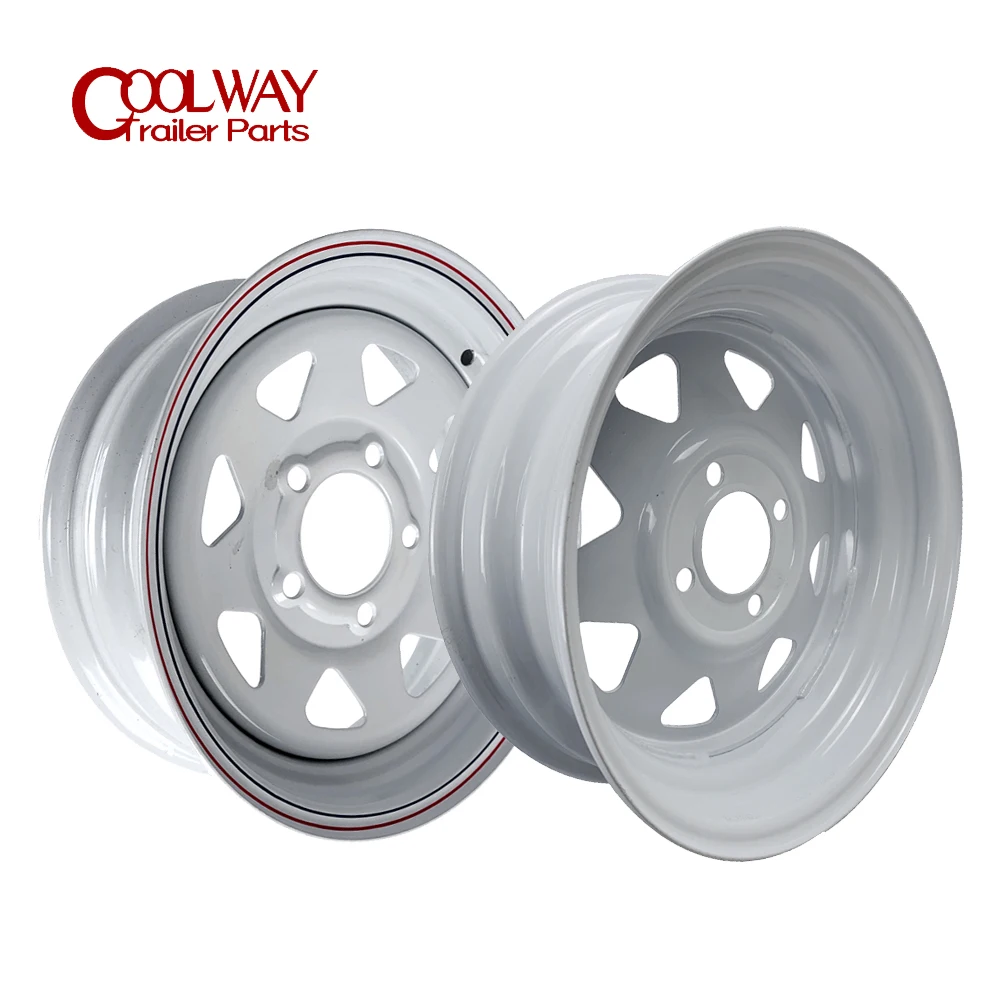 13 Inch X 4.5J White Spoke Trailer Rim 4-100 and 5 -114.3 Car Bolt Pattern Caravan Boat RV Parts Accessories