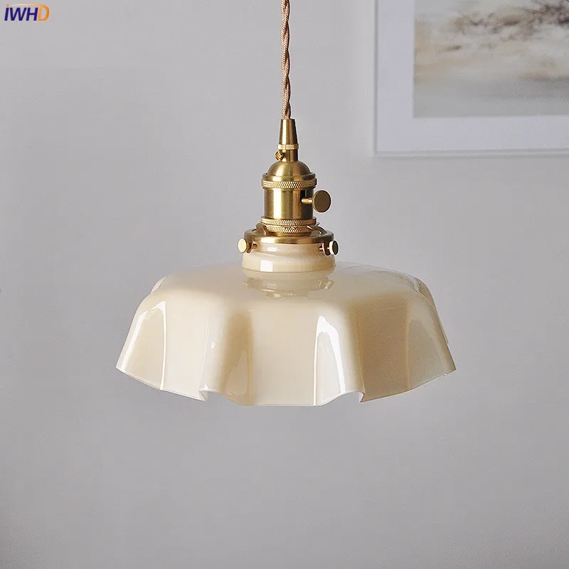 IWHD 2021 NEW Nordic Modern Glass Pendant Lights Fixtures 4 Colors Lampshade Switch Dinning Living Room Modern Hanging Lamp LED