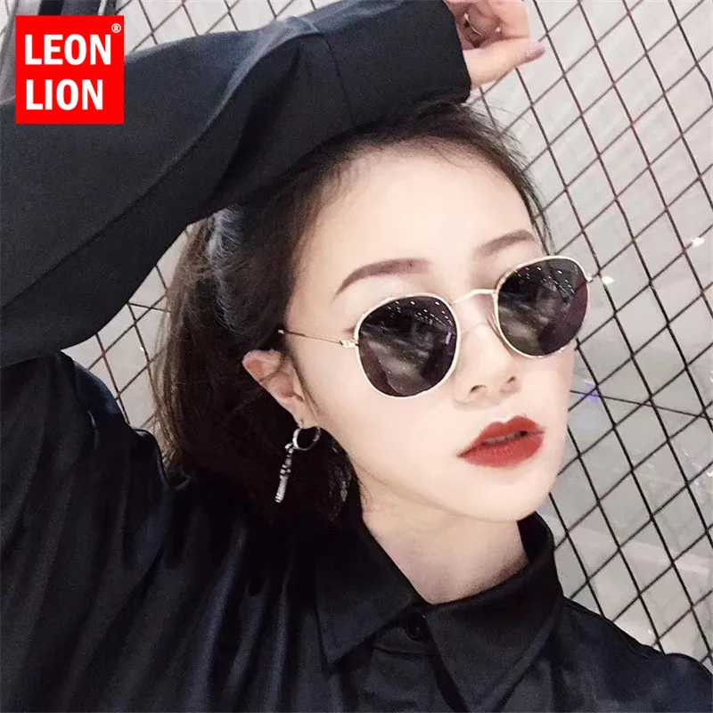 LeonLion 2023 Luxury Mirror Sunglasses Women/Men Brand Designer Glasses Lady Round Sun Glasses Street Beat Oculos De Sol Gafas