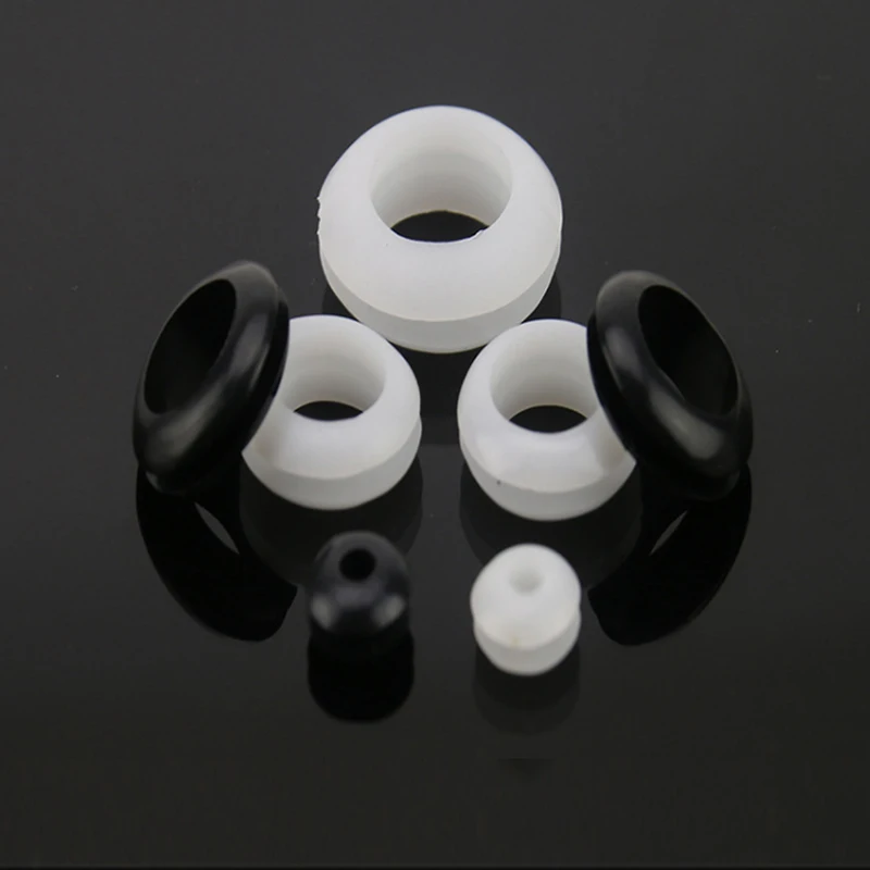 100pcs Grommets Blakc White Rubber Wiring Grommets Ring Cable Double-sided coil O-ring Seal ring 3mm/4mm/5mm/6mm/7mm/8mm/10mm