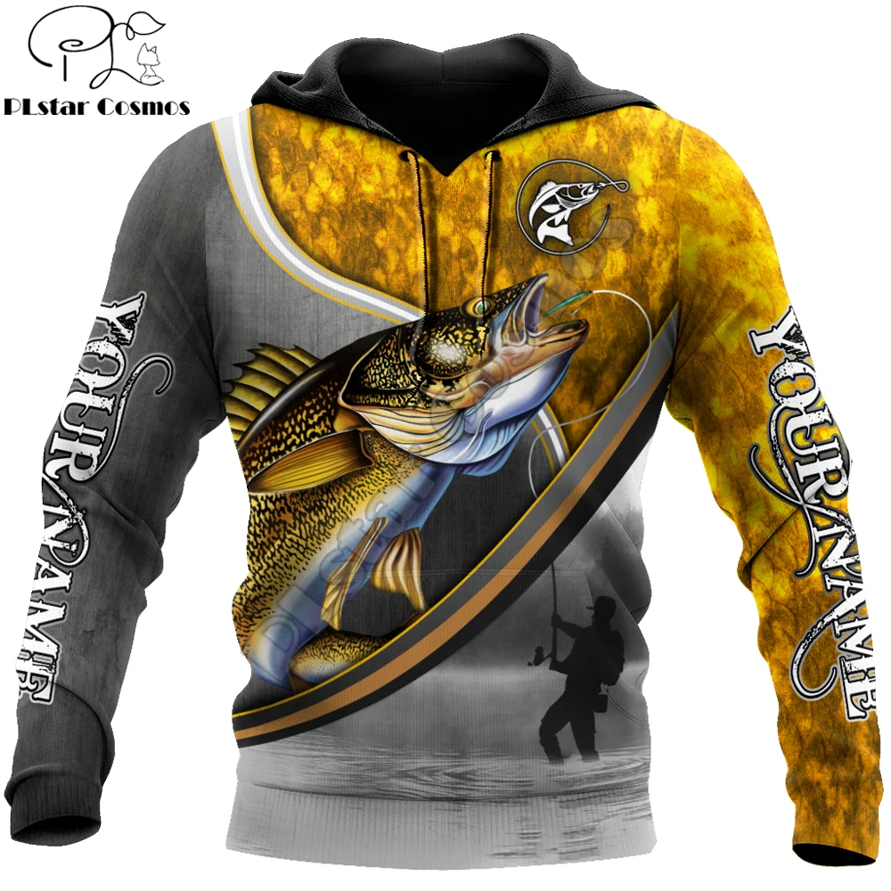 Nome personalizzato Walley Fishing 3D stampato autunno uomo felpe con cappuccio Unisex Casual Pullover Zip felpa con cappuccio Streetwear sudadera hombre DW0560