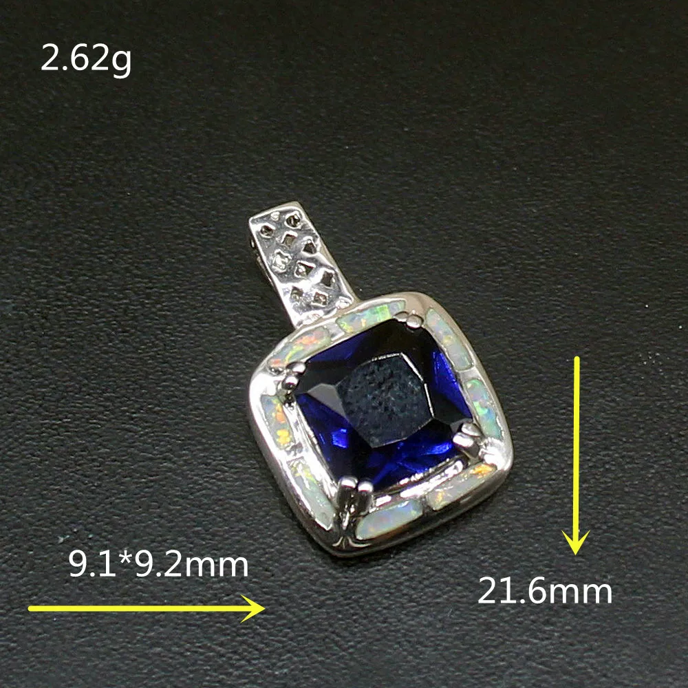 Gemstonefactory Jewelry Big Promotion 925 Silver Blue Sapphire White Opal Women Ladies Gifts Necklace Pendant 20214513