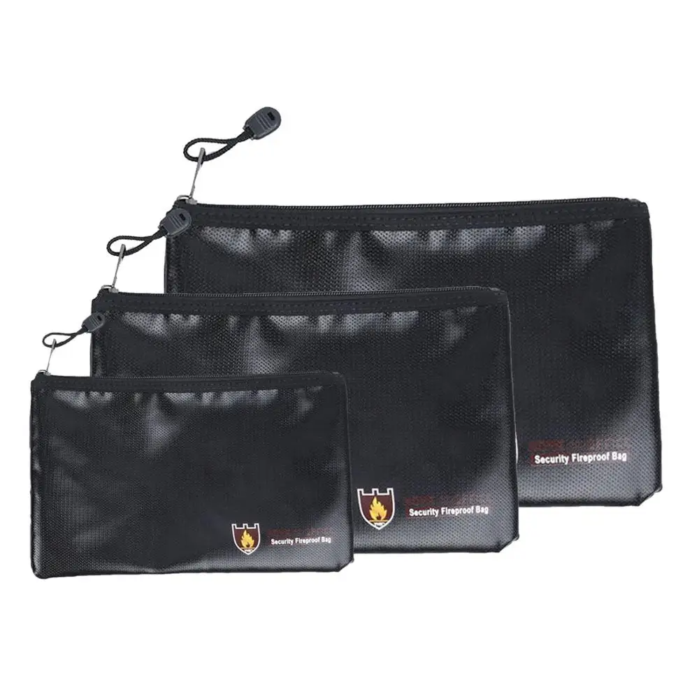 Fireproof Fire Resistant Money Safe Cash Box Secret Document Bag File Pouch Case Fireproof Bag Envelope File Folder Cash