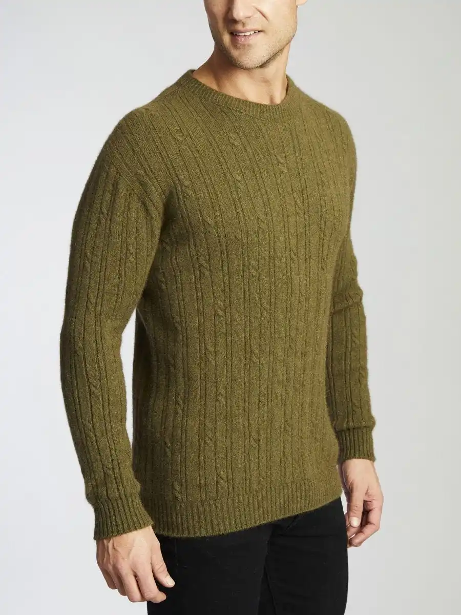 Men\'s Soft Merino wool Thermal Stitch Crewneck Sweater