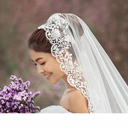 Veli da sposa avorio Veli da sposa con bordo applicato in pizzo Accessori da sposa Cappella con pettine