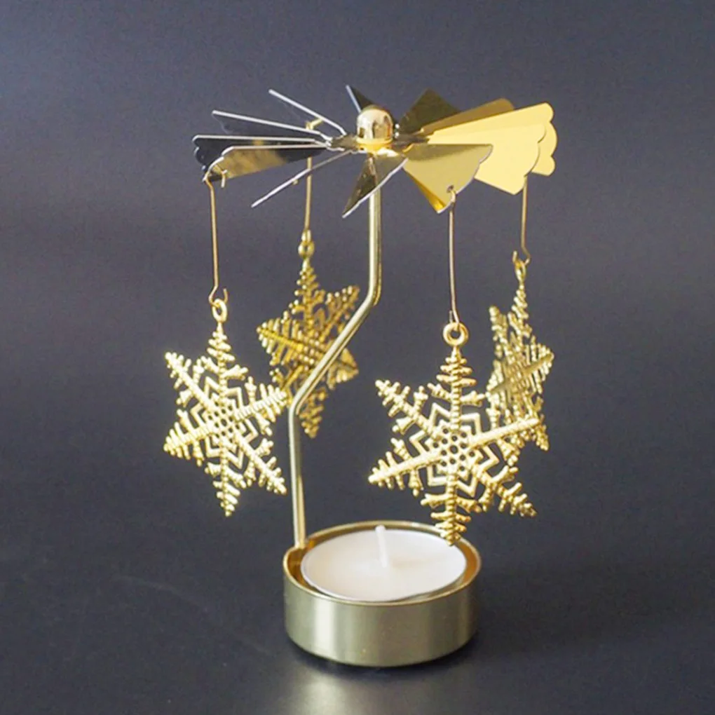 Candlesticks Rotating Romantic Rotation Spinning Carrousel Tea Light Candle Holder Christmas Home Party Wedding Angel