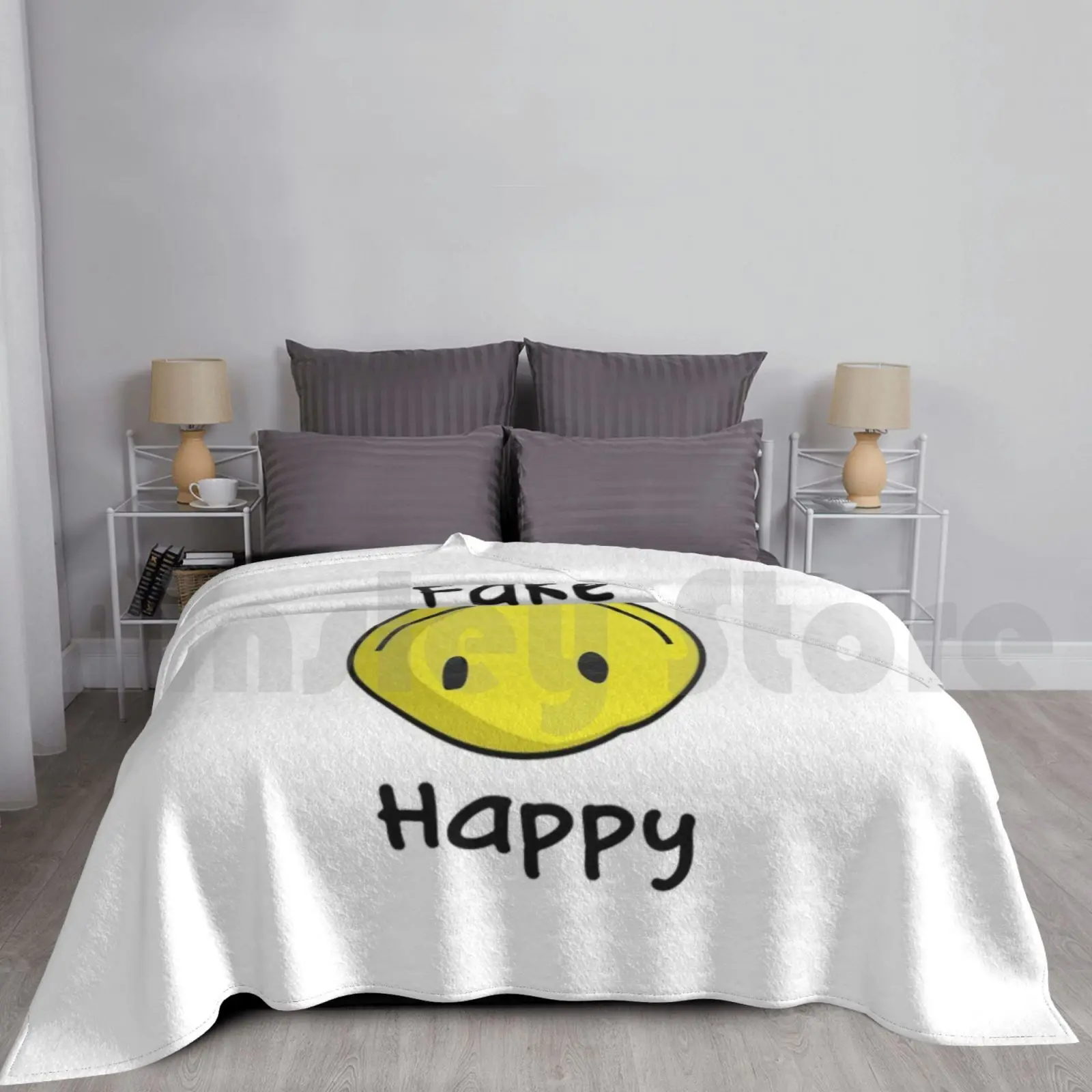 Manta feliz falsa, moda personalizada, Paramore feliz, sonrisa falsa, Meme, sonrisa, arte Paramore divertido falso