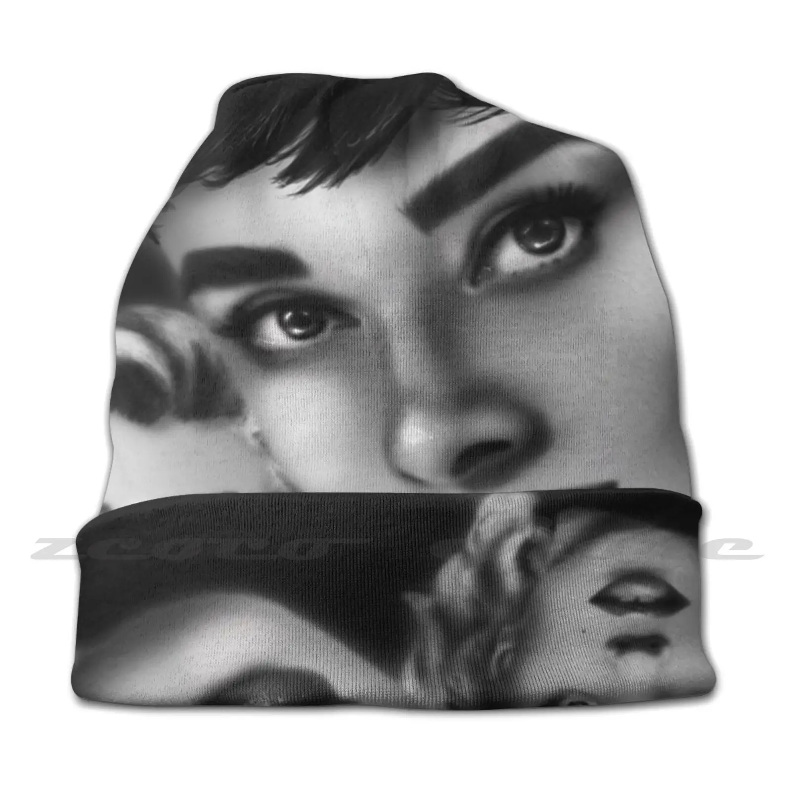 Audrey Hepburn , Marilyn Monroe Illustration Diy Pullover Cap Knit Hat Plus Size Keep Warm Elastic Soft Audrey Hepburn Marilyn