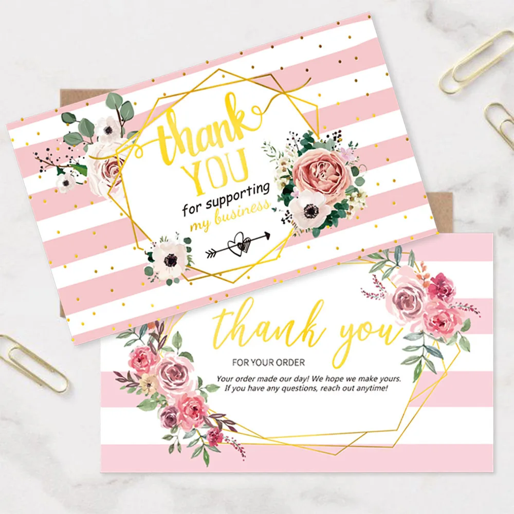 10-30Pcs/pack Thank you Card Foil Gold Card Thank you For your Supporting my Small Business Card Small Shop Gift Decorative Card