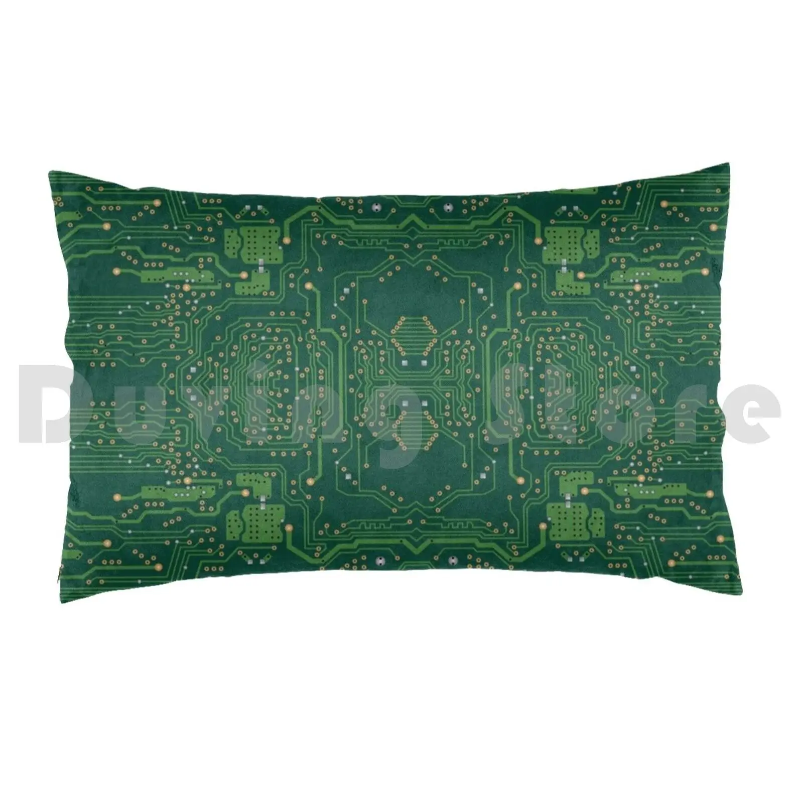 Computer Motherboard Pattern Pillow Case Printed 35x50 Computer Cpu Motherboard Electronics Circuits Green