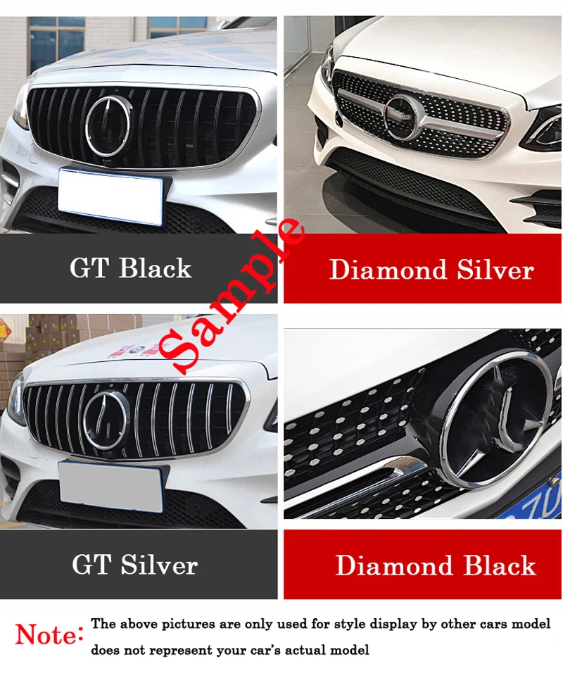 For Mercedes-Benz E-Class W212 W213 Front Center Grill Vertical Bar Car styling Middle Grille Diamond GT Style Bumper