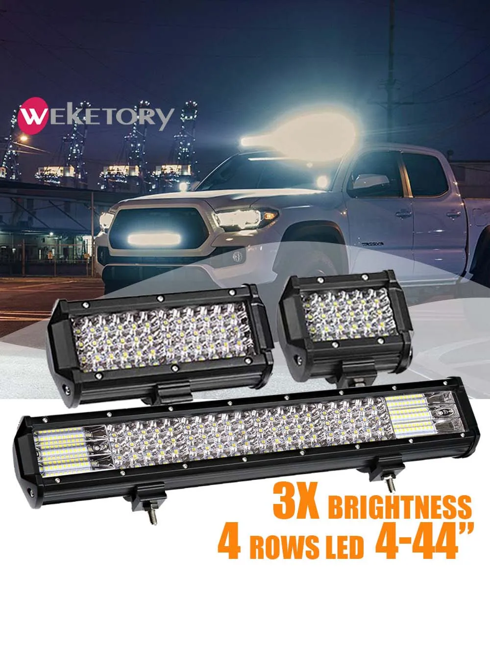 

weketory Quad Rows 4 - 44 Inch LED Bar LED Light Bar for Car Tractor Boat OffRoad Off Road 4WD 4x4 Truck SUV ATV Driving 12V 24V