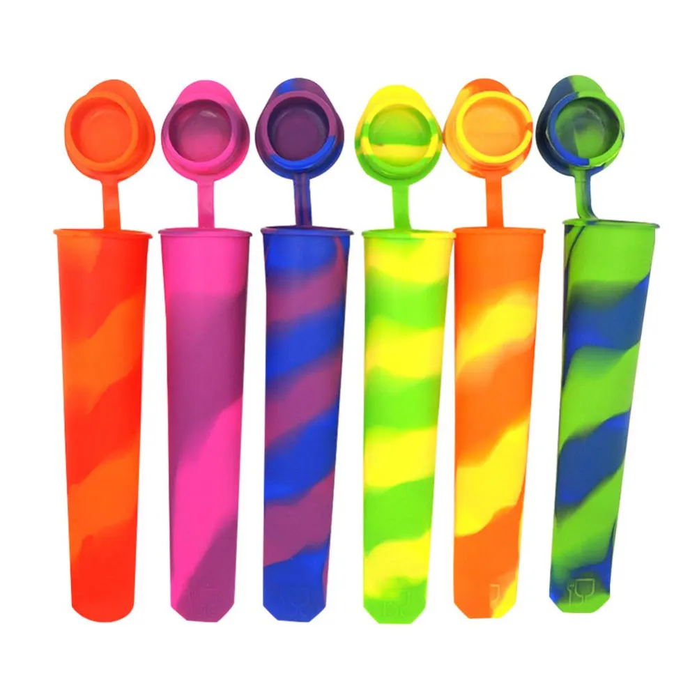 

6pcs DIY Ice Cream Ice Mold Silicone Ice Pop Maker Molds with Cover Bar Tools