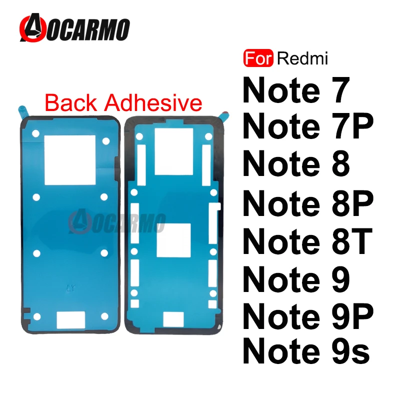 Aocarmo Back Adhesive For Xiaomi Redmi Note 7 8 9 Pro 9S Note 12 8Pro 8T Back Glass Cover Adhesive Sticker Glue