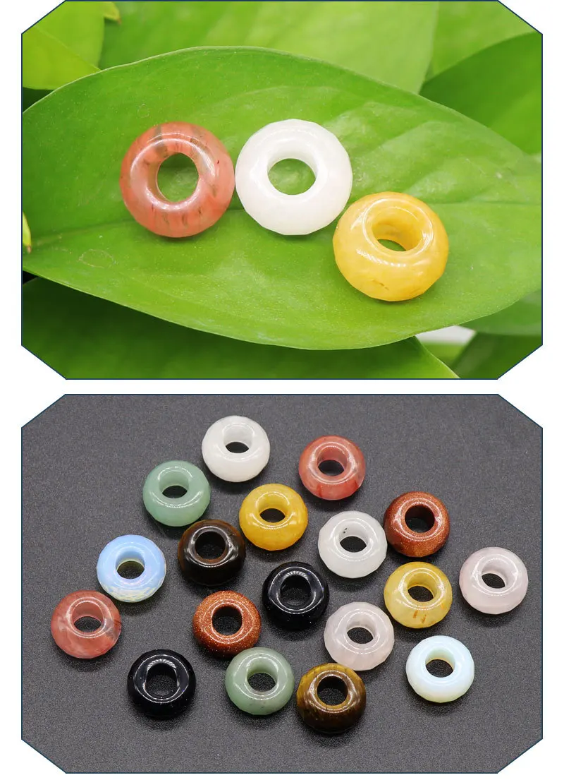 5Pcs/pack  8x14mm Large Hole Beads Faceted Semi-precious 9 Colors 6mm Hole Abacus Round Loose Beads DIY for Bracelets Necklace