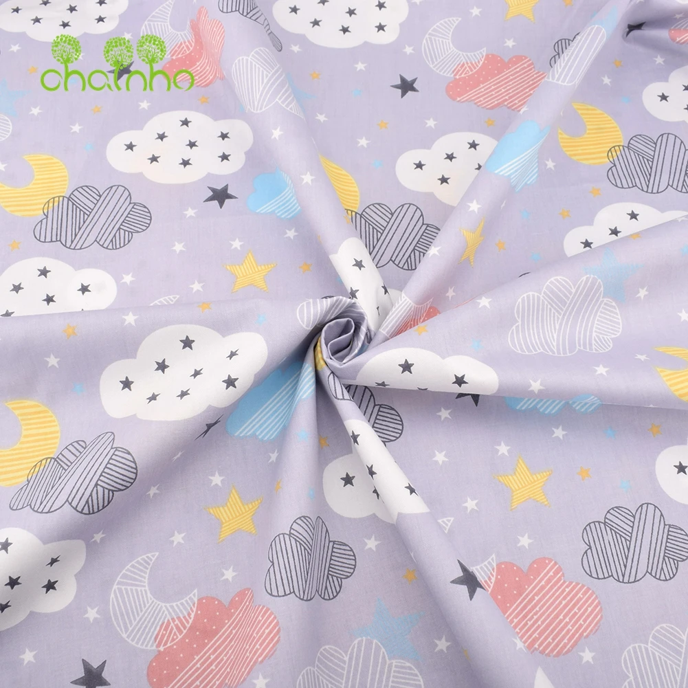 Serie di cartoni animati grigi, tessuto di cotone Twill stampato, per trapuntatura cucito fai-da-te materiale per vestiti per bambini e bambini,