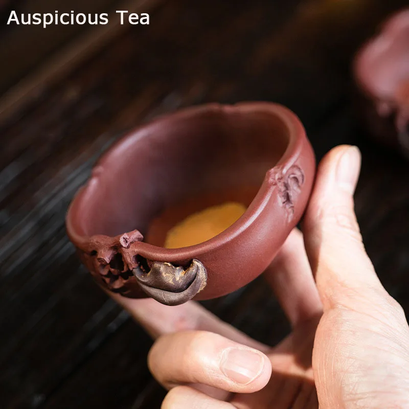 

75ml Creativity Yixing Raw Ore Purple Clay Bionic Persimmon Wishful Teacup Handmade Kung Fu Tea Set Tea Ceremony Drinkware Gift