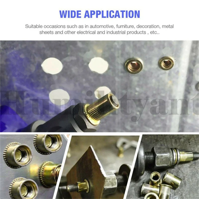 300Pcs Rivet Nuts Carbon Steel M3-M12 Flat Head Riveting Nut Set Hardware Insert Nutsert Kit