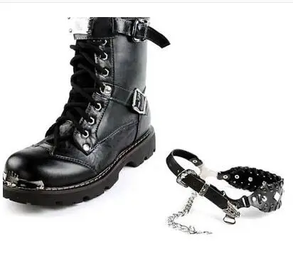 Rock punk bar stage show rivet boots chain shoes accessories men and women cool winter shoes jewelry