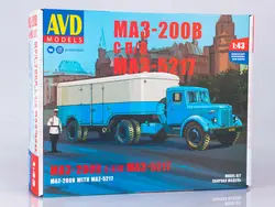 NEW AVD Models TRUCK MAZ-200V WITH MAZ-5217 1:43 Scale Diecast Model Kit 7058AVD For Colllection