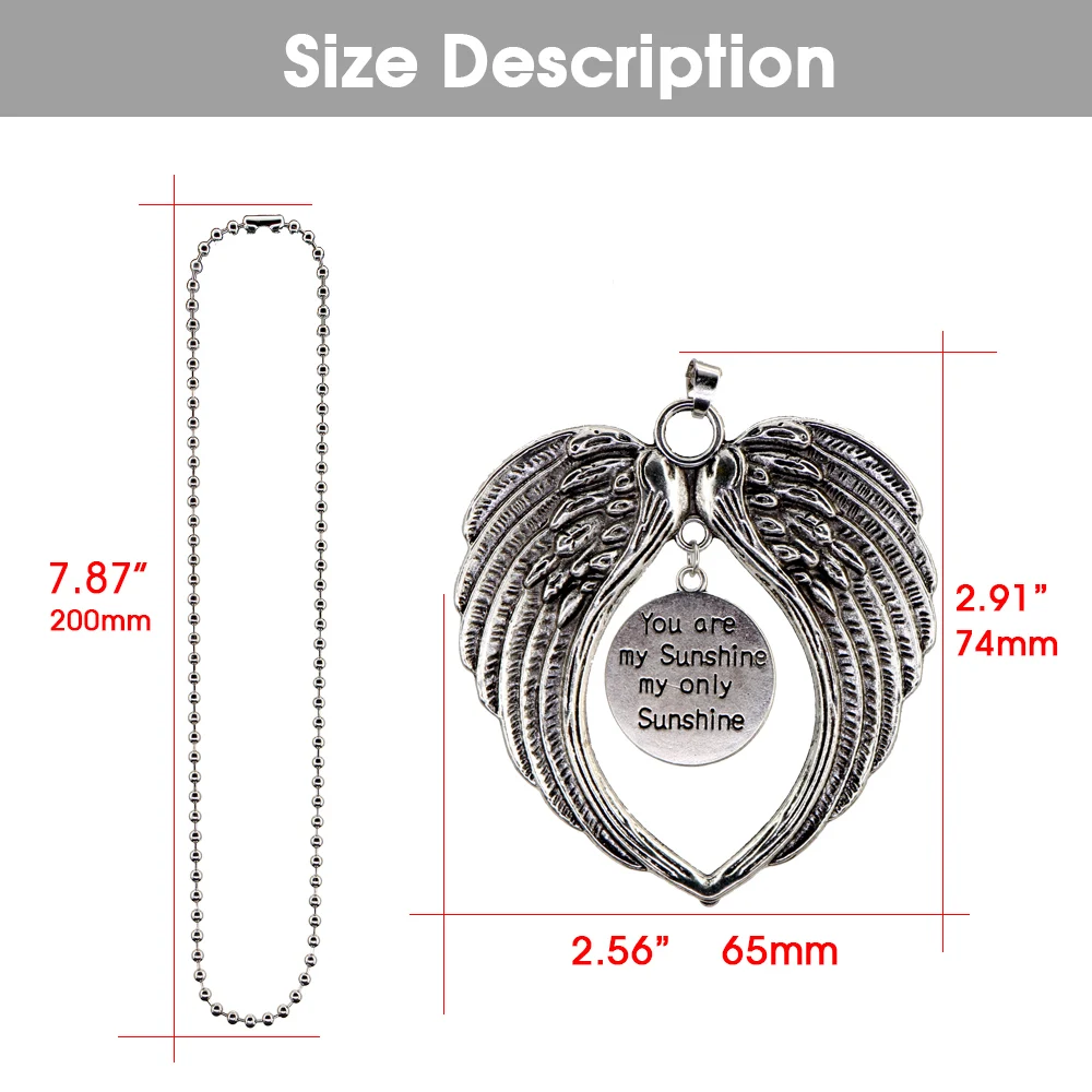 Car Pendant Angel Wing Rearview Mirror Decoration Hanging You are my Sunshine my only Sunshine Auto Ornaments Accessories