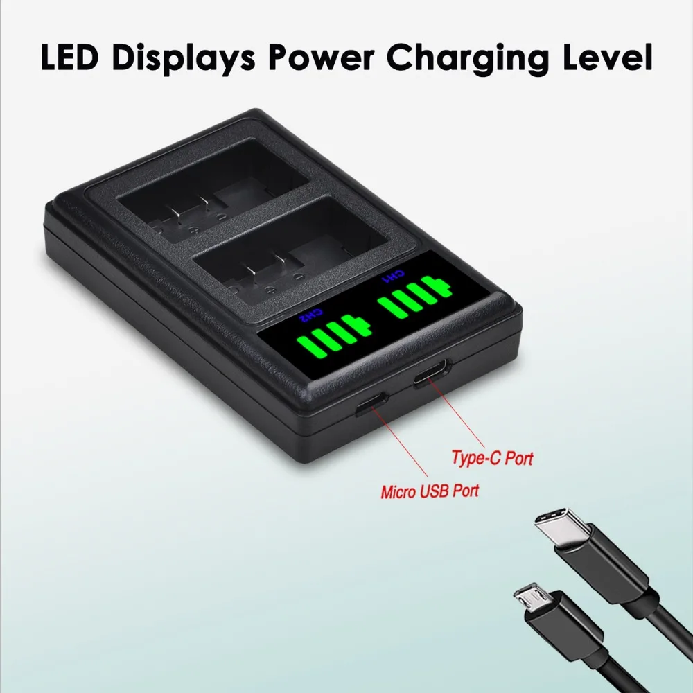 1700mAh CGA-S002E CGA-S002 DMW-BM7 Battery + Type-c Charger for Panasonic Lumix DMC FZ10 FZ1 FZ2 FZ3 FZ4 FZ5 FZ15 FZ20