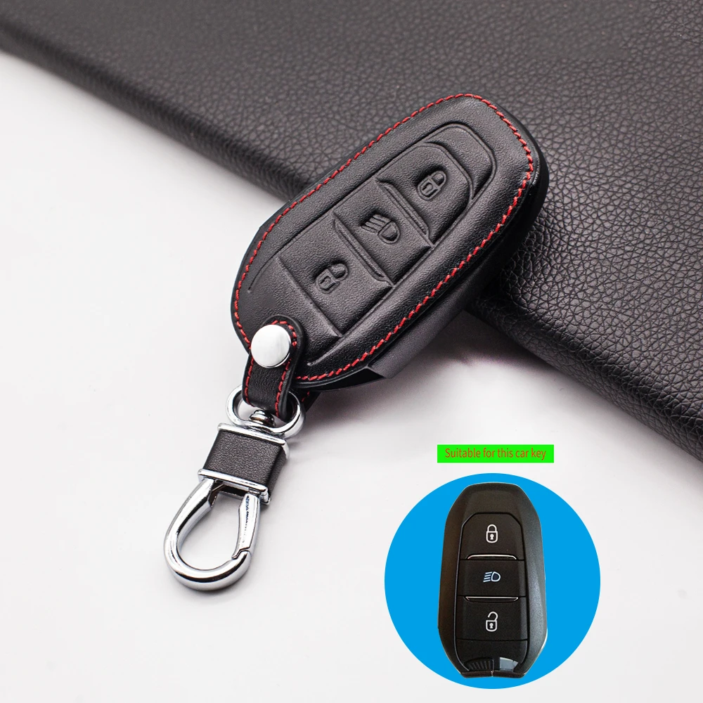 Smooth Leather car key cover case for Peugeot 3008 308 508 408 2008 RCZ CHAVE for Citroen C4L C5 C3 CACTUS C6 C8 Xsara Picass