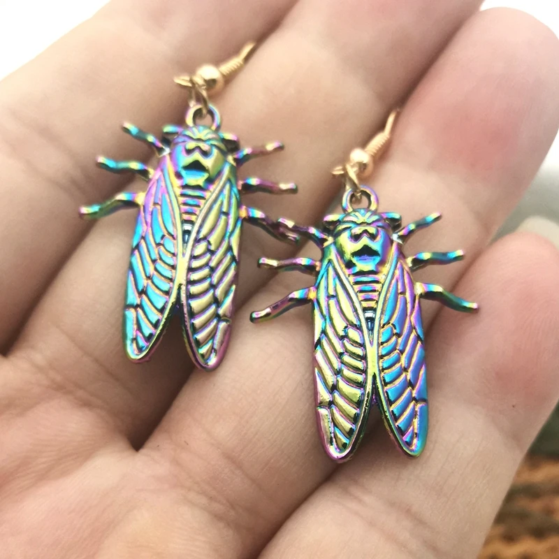 New Design!Psychedelic Cicada Lucky Insect Earrings, Unique Earrings,Super Cute