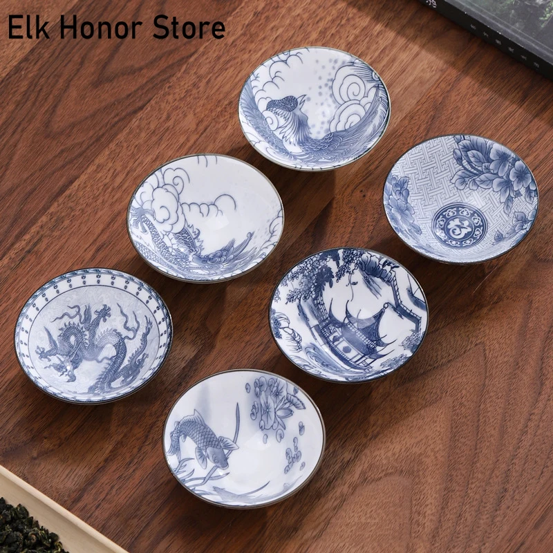 55ml chiński ceramiczny zestaw do herbaty zestaw herbaty mały kubek do herbaty pojedyncza filiżanka niebieski i biały kubek porcelanowy ChaZhan osobisty kubek mistrzowski puchar