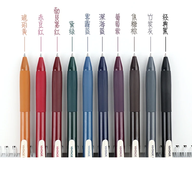 5pcs Vintage Color Ink Pens Set Quick-dry Highlight Writing 0.5mm Ballpoint Pen Diary Drawing Marker Liner Art DIY School
