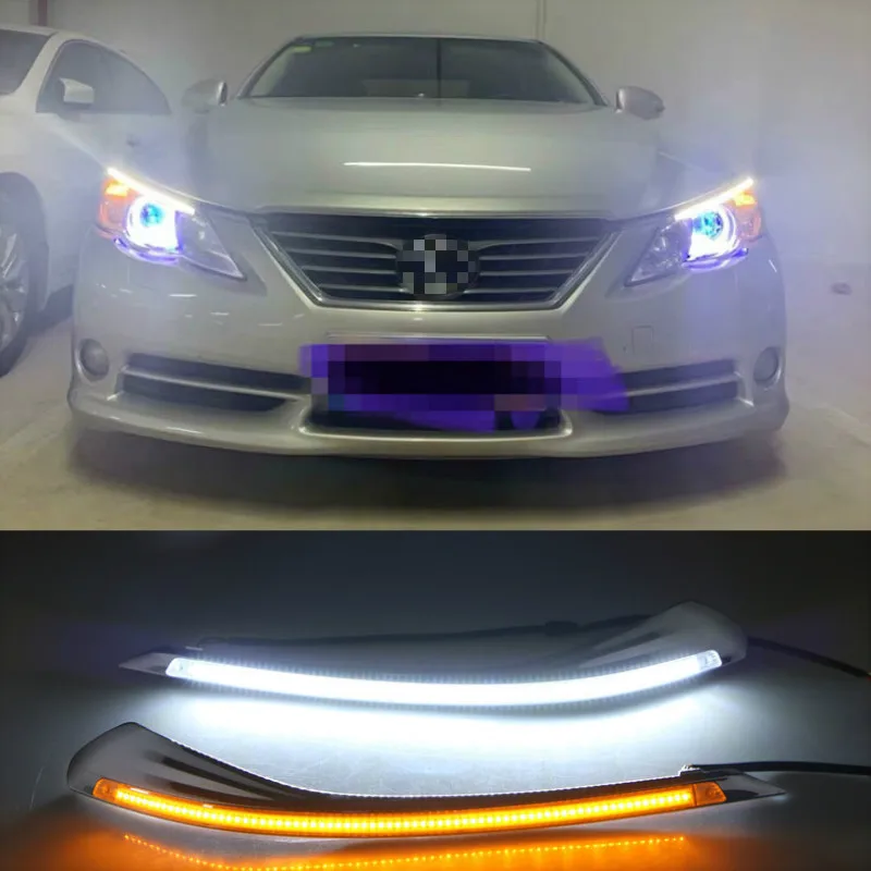 

For Toyota Reiz Mark X 2010-2013 LED Eyebrow Daytime Running Light DRL with Yellow Turn Signal Light