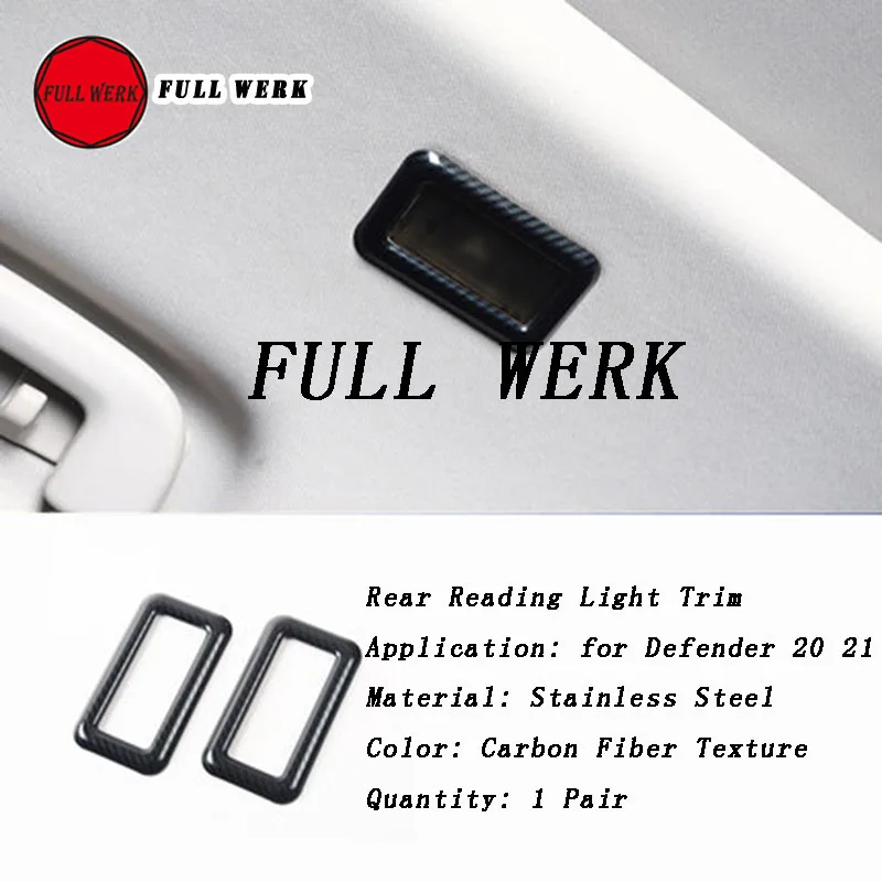 1 Pair Stainless Steel Car Rear Reading Light Trim Decoration Cover Frame Sticker for Defender 20 21 22 23 24 25 Interior Access