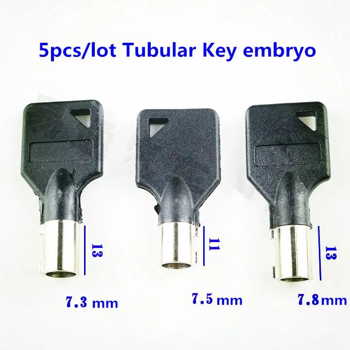 5Pcs/lot Tubular Key 7.3mm 7.5mm 7.8mm Blank Key Hollow plum key embryo Tubular blank Key Locksmith Tools Accessories